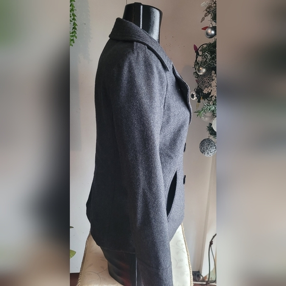 American Eagle Dark Grey Wool Blend Short Pea Coat S - Picture 4 of 7
